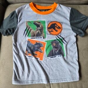Dinosaur Adventure Kids T-Shirt - Orange and Gray